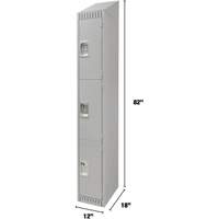 Lockers, 3 -tier, 12" x 18" x 82", Steel, Grey, Knocked Down Northern Industrial Supply Inc.