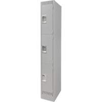 Lockers, 3 -tier, 12" x 18" x 76", Steel, Grey, Knocked Down Northern Industrial Supply Inc.