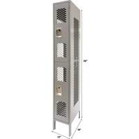 Vented Lockers, 2 -tier, 12" x 18" x 78", Steel, Grey, Knocked Down, Perforated Northern Industrial Supply Inc.