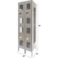 Casiers ventil&eacute;s, 2 niveaux, Bloc de 2, 24" x 18" x 78", Acier, Gris, D&eacute;mont&eacute;, Perfor&eacute; Northern Industrial Supply Inc.