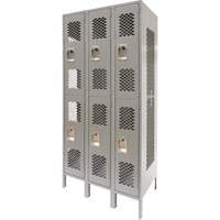 Casiers ventil&eacute;s, 2 niveaux, Bloc de 3, 36" x 18" x 78", Acier, Gris, D&eacute;mont&eacute;, Perfor&eacute; Northern Industrial Supply Inc.