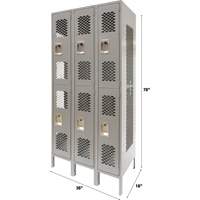 Casiers ventil&eacute;s, 2 niveaux, Bloc de 3, 36" x 18" x 78", Acier, Gris, D&eacute;mont&eacute;, Perfor&eacute; Northern Industrial Supply Inc.