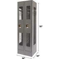 Casiers ventil&eacute;s, Bloc de 2, 24" x 18" x 78", Acier, Gris, D&eacute;mont&eacute;, Perfor&eacute; Northern Industrial Supply Inc.