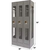 Casiers ventil&eacute;s, Bloc de 3, 36" x 18" x 78", Acier, Gris, D&eacute;mont&eacute;, Perfor&eacute; Northern Industrial Supply Inc.