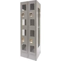 Casiers ventil&eacute;s, 2 niveaux, Bloc de 2, 24" x 18" x 78", Acier, Gris, D&eacute;mont&eacute;, Perfor&eacute; Northern Industrial Supply Inc.