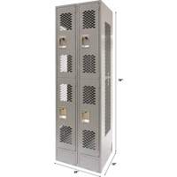 Casiers ventil&eacute;s, 2 niveaux, Bloc de 2, 24" x 18" x 78", Acier, Gris, D&eacute;mont&eacute;, Perfor&eacute; Northern Industrial Supply Inc.