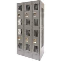 Casiers ventil&eacute;s, 2 niveaux, Bloc de 3, 36" x 18" x 78", Acier, Gris, D&eacute;mont&eacute;, Perfor&eacute; Northern Industrial Supply Inc.