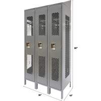 Casiers ventil&eacute;s, Bloc de 3, 36" x 18" x 88", Acier, Gris, D&eacute;mont&eacute;, Perfor&eacute; Northern Industrial Supply Inc.