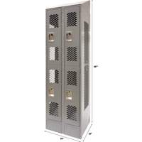 Casiers ventil&eacute;s, 2 niveaux, Bloc de 2, 24" x 18" x 88", Acier, Gris, D&eacute;mont&eacute;, Perfor&eacute; Northern Industrial Supply Inc.