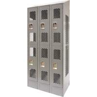 Casiers ventil&eacute;s, 2 niveaux, Bloc de 3, 36" x 18" x 88", Acier, Gris, D&eacute;mont&eacute;, Perfor&eacute; Northern Industrial Supply Inc.