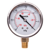 Manom&egrave;tres,  2-1/2", 30" Hg-0" Vac, Fixation inf&eacute;rieure, Analogique rempli de liquide Northern Industrial Supply Inc.
