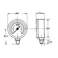 Manom&egrave;tres,  2-1/2", 30" Hg-0" Vac, Fixation inf&eacute;rieure, Analogique rempli de liquide Northern Industrial Supply Inc.