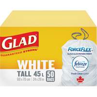 Sacs &agrave; ordures hauts 45 L avec Febreze, R&eacute;gulier, 24" la x 28" lo, Blanc Northern Industrial Supply Inc.