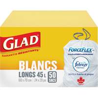 Sacs &agrave; ordures hauts 45 L avec Febreze, R&eacute;gulier, 24" la x 28" lo, Blanc Northern Industrial Supply Inc.