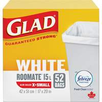 Tr&egrave;s petits sacs &agrave; ordures 15 L avec Febreze, R&eacute;gulier, 17" la x 20" lo, Blanc Northern Industrial Supply Inc.