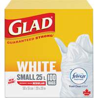 Petits sacs &agrave; ordures 25 L avec Febreze, R&eacute;gulier, 20" la x 20" lo, Blanc Northern Industrial Supply Inc.