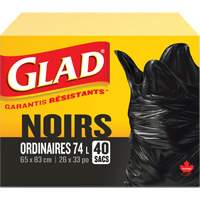 Sacs &agrave; ordures 74 L, R&eacute;gulier, 26" la x 33" lo, Noir Northern Industrial Supply Inc.