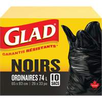 Sacs &agrave; ordures 74 L, R&eacute;gulier, 26" la x 33" lo, Noir Northern Industrial Supply Inc.