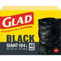 Sacs &agrave; ordures 184 L, R&eacute;gulier, 35" la x 48" lo, Noir Northern Industrial Supply Inc.