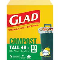Sacs de compostage hauts, R&eacute;gulier, 31" lo x 24" la, Brun, Capacit&eacute; de 49 L (13 gal.) Northern Industrial Supply Inc.