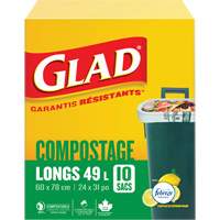 Sacs de compostage hauts, R&eacute;gulier, 31" lo x 24" la, Brun, Capacit&eacute; de 49 L (13 gal.) Northern Industrial Supply Inc.