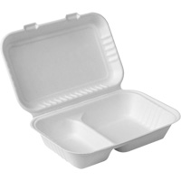 Contenants &agrave; charni&egrave;re pour nourriture compostable avec compartiments, Bagasse, Rectangulaire Northern Industrial Supply Inc.