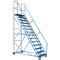 CSA-Certified Rolling Step Ladder with Locking Step, 14 Steps, 30" Step Width, 128" Platform Height, Steel Northern Industrial Supply Inc.