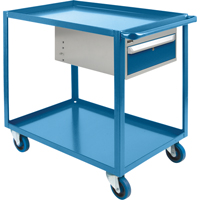 Chariots &agrave; tablettes avec tiroir, 1200 lb Capacit&eacute;, Acier, 24" x la, 36" x ha, 39" p, Roues en Caoutchouc, Enti&egrave;rement soud&eacute;, 1 tirroirs Northern Industrial Supply Inc.