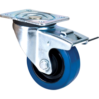 Roulette bleue, Pivotant avec frein, 4" (101,6 mm), Caoutchouc, 350 lb (158,8 kg) Northern Industrial Supply Inc.