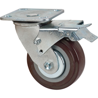 Roulette, Pivotant avec frein, 5" (127 mm), Polyur&eacute;thane, 650 lb (294 kg) Northern Industrial Supply Inc.