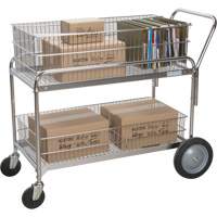 Wire Mesh Office Mail Cart, 250 lbs. Capacity, Chrome, 23" D x 42" L x 38" H, Chrome Plated Northern Industrial Supply Inc.