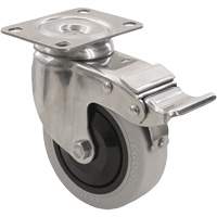 2309 Caster with Double Locking Brake, Swivel with Brake, 4" (101.6 mm), Envirothane Grey, 350 lbs. (158.8 kg.) Northern Industrial Supply Inc.