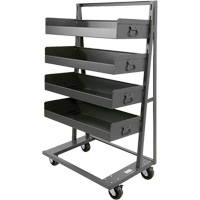 Chariot &agrave; cadre en A robuste &agrave; un c&ocirc;t&eacute; avec 4 grands plateaux &agrave; rebord, 38" x 25" x 63", Capacit&eacute; 2500 lb Northern Industrial Supply Inc.