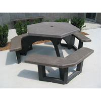 Tables de pique-nique hexagonales en plastique recycl&eacute;, 78" lo x 78" la, Brun Northern Industrial Supply Inc.