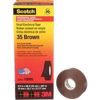 Ruban isolant en vinyle pour codification par couleur Scotch, 19 mm (3/4") la x 20 m (66') lo, 7 mils, Brun Northern Industrial Supply Inc.