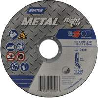 Metal RightCut Right Angle Cut-Off Wheel, 4-1/2" x 0.045", 7/8" Arbor, Type 01/41, Aluminum Oxide, 13580 RPM Northern Industrial Supply Inc.