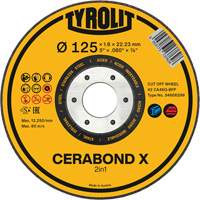 CERABOND X Cut-Off Wheel for Steel & Stainless Steel, 4-1/2" x 0.45", 7/8" Arbor, Type 1, Ceramic, 12250 RPM Northern Industrial Supply Inc.