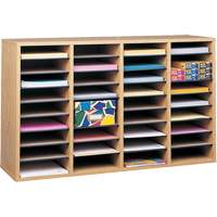 Adjustable Compartment Literature Organizer, Stationary, 36 Slots, Wood, 39-1/4" W x 11-3/4" D x 24" H Northern Industrial Supply Inc.