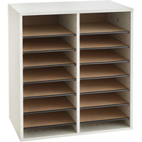 Adjustable Compartment Literature Organizer, Stationary, 16 Slots, Wood, 19-1/2" W x 11-3/4" D x 21" H Northern Industrial Supply Inc.
