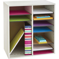 Adjustable Compartment Literature Organizer, Stationary, 16 Slots, Wood, 19-1/2" W x 11-3/4" D x 21" H Northern Industrial Supply Inc.