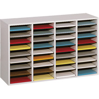 Adjustable Compartment Literature Organizer, Stationary, 36 Slots, Wood, 39-1/4" W x 11-3/4" D x 24" H Northern Industrial Supply Inc.