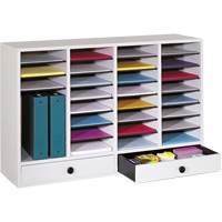 Adjustable Compartment Literature Organizer, Stationary, 34 Slots, Wood, 39-1/4" W x 11-3/4" D x 25-1/4" H Northern Industrial Supply Inc.