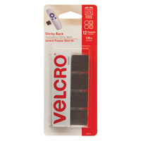 Fastener Squares, Hook & Loop, 7/8" Dia., Adhesive, Black Northern Industrial Supply Inc.