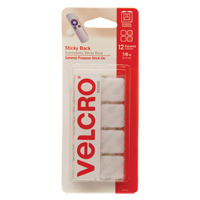 Fastener Squares, Hook & Loop, 7/8" Dia., Adhesive, White Northern Industrial Supply Inc.