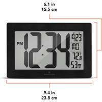Horloge murale &agrave; r&eacute;glage et ajustement automatiques avec support, Num&eacute;rique, &agrave; piles, Noir Northern Industrial Supply Inc.