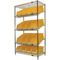 Slanted Wire Shelf with Bins, 5 Tiers, 36" W x 63" H x 18" D Northern Industrial Supply Inc.