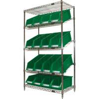 Slanted Wire Shelf with Bins, 5 Tiers, 36" W x 63" H x 18" D Northern Industrial Supply Inc.