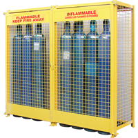 Gas Cylinder Cabinets, 20 Cylinder Capacity, 88" W x 30" D x 74" H, Yellow Northern Industrial Supply Inc.