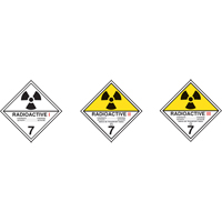 &eacute;tiquettes d'exp&eacute;dition TMD, Classe 7, Radioactif I, Vinyle Northern Industrial Supply Inc.