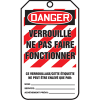 &eacute;tiquettes de verrouillage, Papier cartonn&eacute;, 3-1/8" la x 5-7/8" h, Français Northern Industrial Supply Inc.